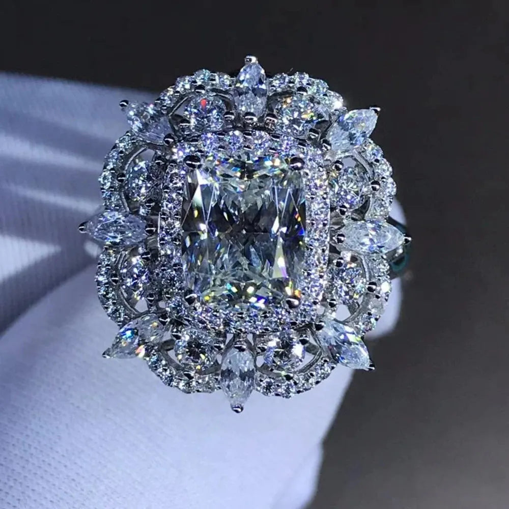 WUIHA 925 Sterling Silver 3EX 2CT VVS D Color Moissanite Engagement Ring - Custom Wedding Jewelry for Proposals, Anniversaries & Special Occasions