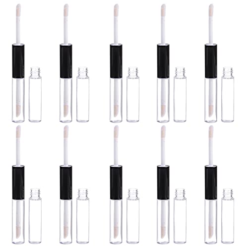 HEALLILY 4ml Double Head Lip Gloss Tube with Stoppers - 10pcs Mini Cosmetic Containers for DIY Makeup, Travel & Beauty Storage (Perfect for Lip Balm, Essential Oils & Skincare Samples)