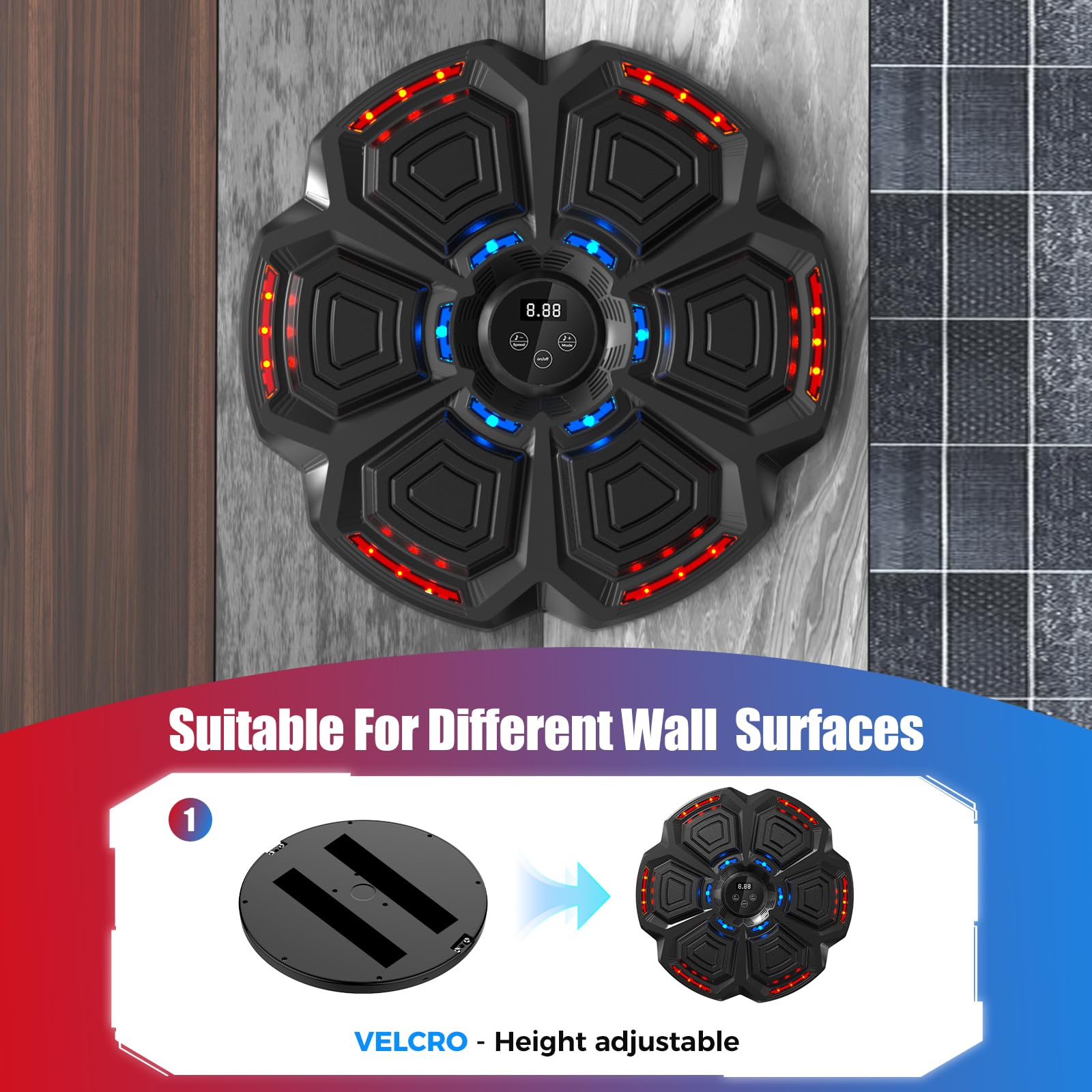 Bluetooth Smart Boxing Training Machine for Adults & Kids - Music Boxing Workout Equipment with Wall Target Punching for Reflex Training | Home, Office, Gym Fitness Gear for Fun Exercise & Stress Relief