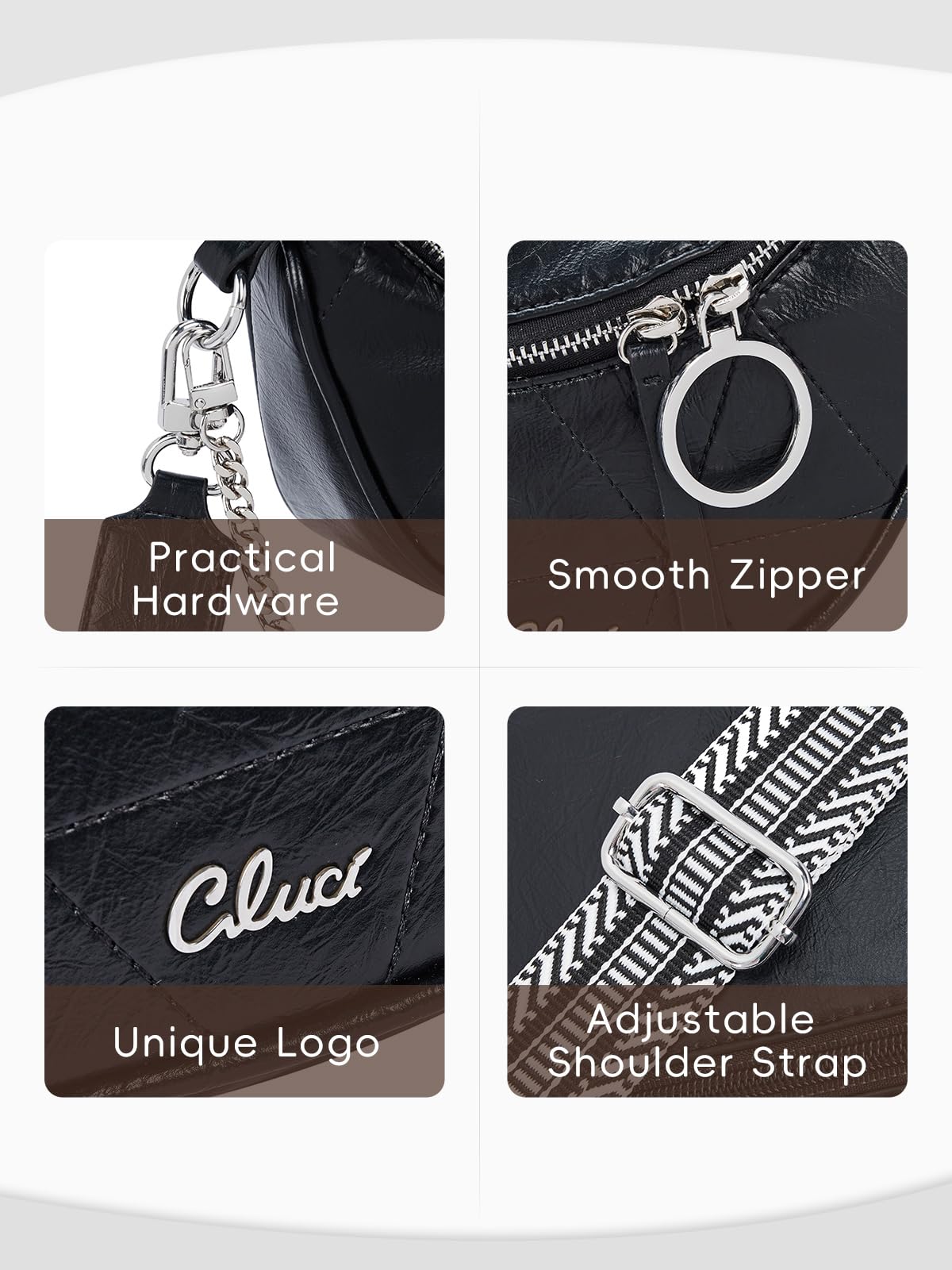 CLUCI Women's Leather Crossbody Bag - Stylish Fanny Pack & Sling Bag for Everyday Use, Travel, and Outdoor Activities