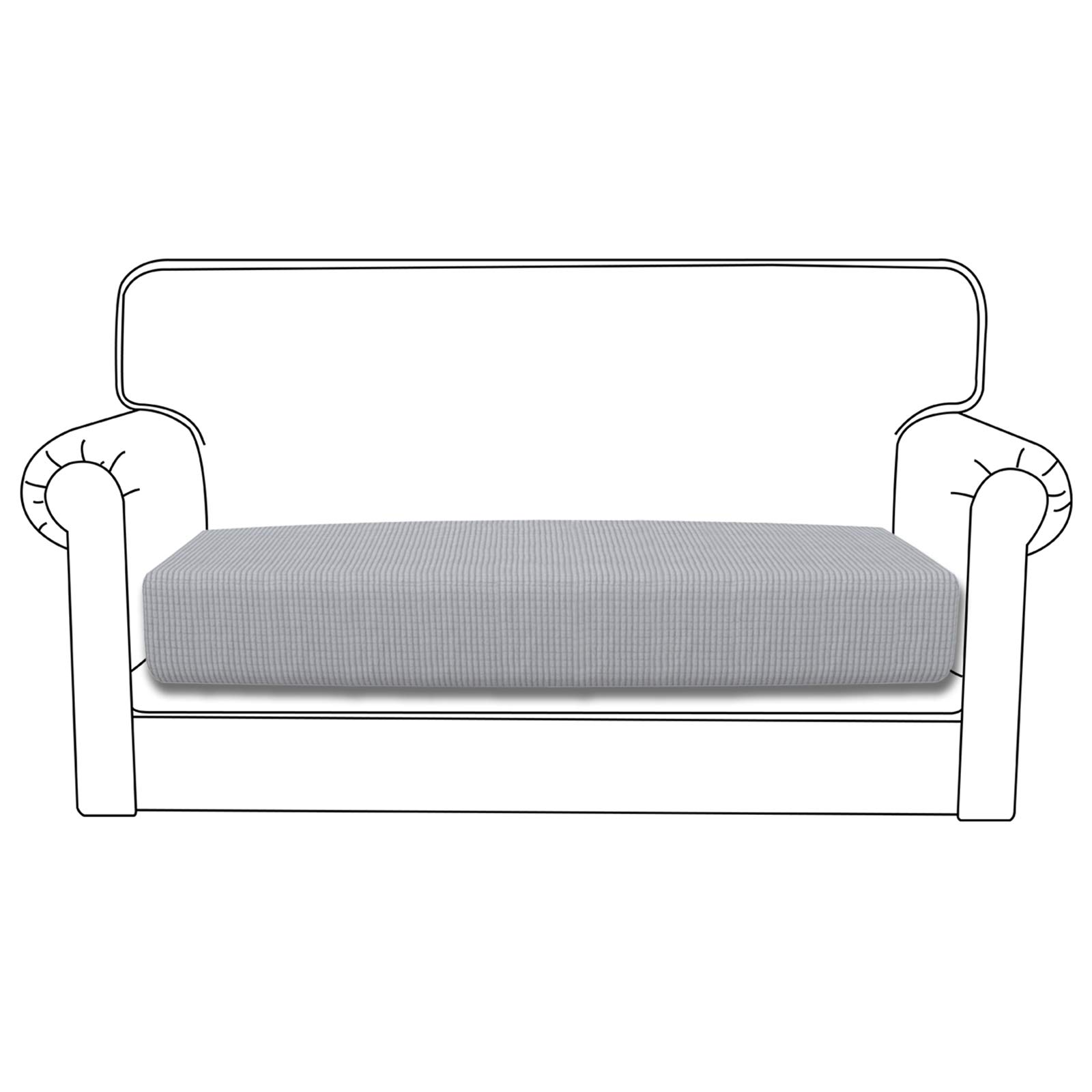 Stretch Loveseat Cushion Cover - Soft Elastic Sofa Slipcover Protector - Silver Gray - Perfect for Living Room, Bedroom & Dorm Furniture Protection