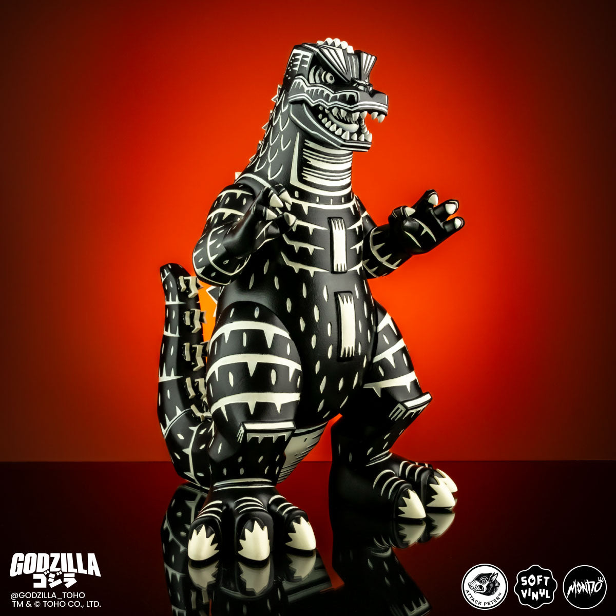 Godzilla Vinyl Designer Figure by Attack Peter - Linocut Variant Collectible Toy for Home Decor, Gift & Pop Culture Display