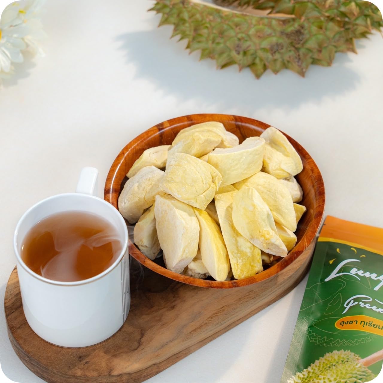 Freeze Dried Durian Pure Premium King of Thai Fruit - Natural Real Fruit Snack, No Sugar & No Preservatives, 1.75oz/Bag (1 Pack) - Perfect for Healthy Snacking, Travel & Gourmet Gifts