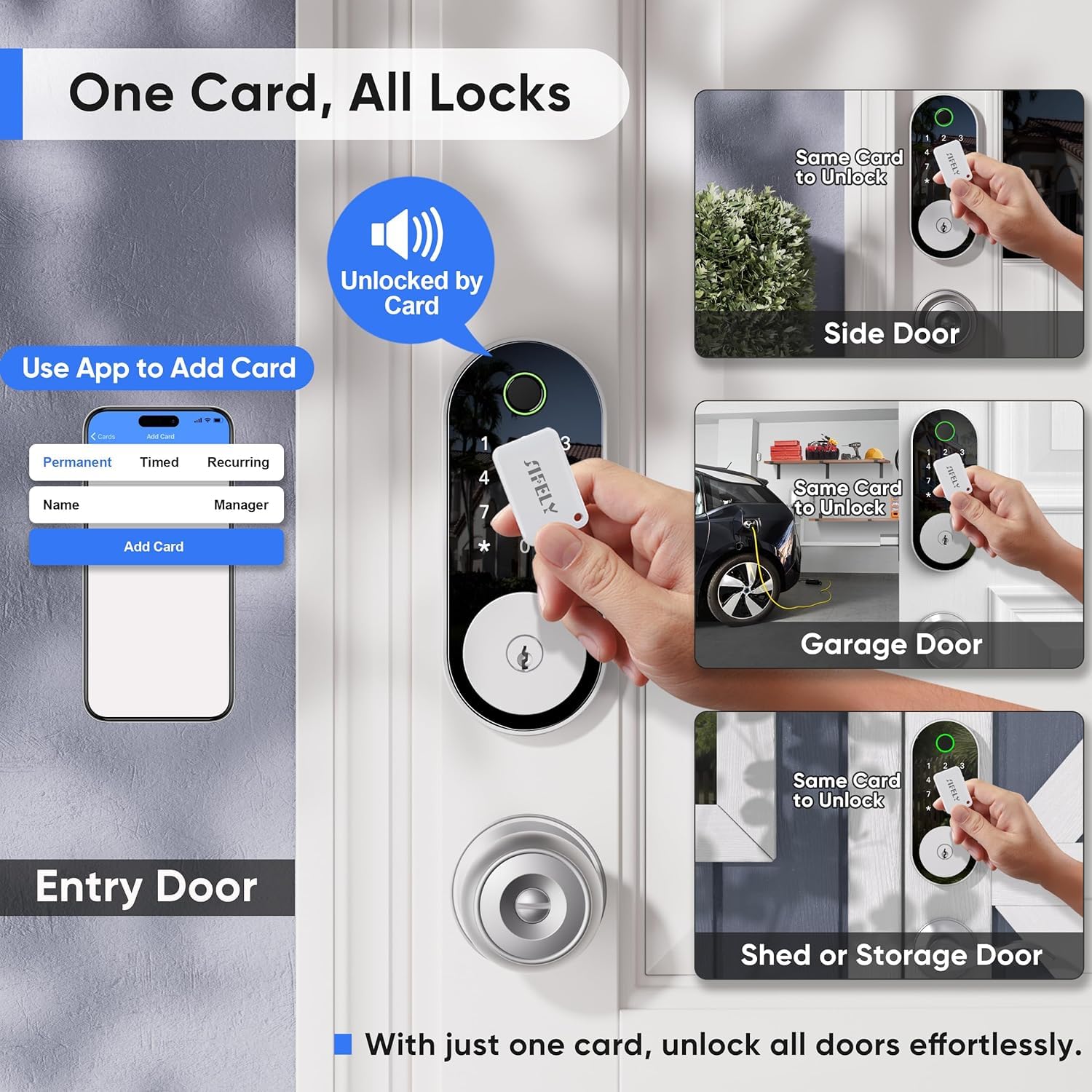Smart Keyless Entry Door Lock - Electronic Fingerprint & Keypad Deadbolt for Front Doors, Entry & Exterior Doors - Secure Digital Lock with Code Access (Nickel Finish) - Perfect for Homes, Apartments & Vacation Rentals