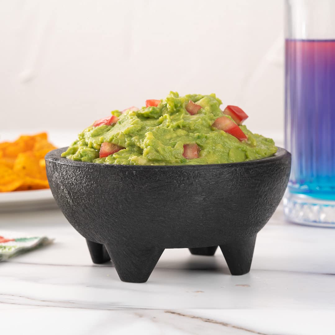10oz Molcajete-Style Salsa Bowls - 3-Legged Black Plastic Serving Dishes | Microwave & Dishwasher Safe, Shatterproof | Perfect for Guacamole, Dips, Nuts, Candy & Condiments | Ideal for Parties, Mexican Cuisine & Everyday Use