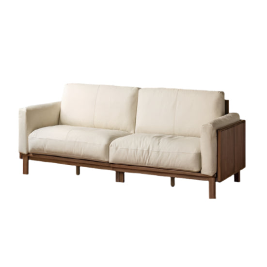 86.6x35.8x33.9 inch / 220x91x86 cm / Rich Dark Walnut Color / black walnut sofa genuine leather - ivory white