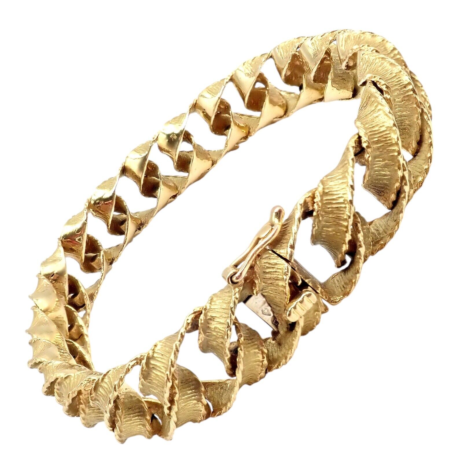 Authentic Vintage Tiffany & Co 18k Yellow Gold France Ribbon Curb Bracelet from 1987 - Luxury Jewelry Gift for Women, Perfect for Anniversaries & Special Occasions