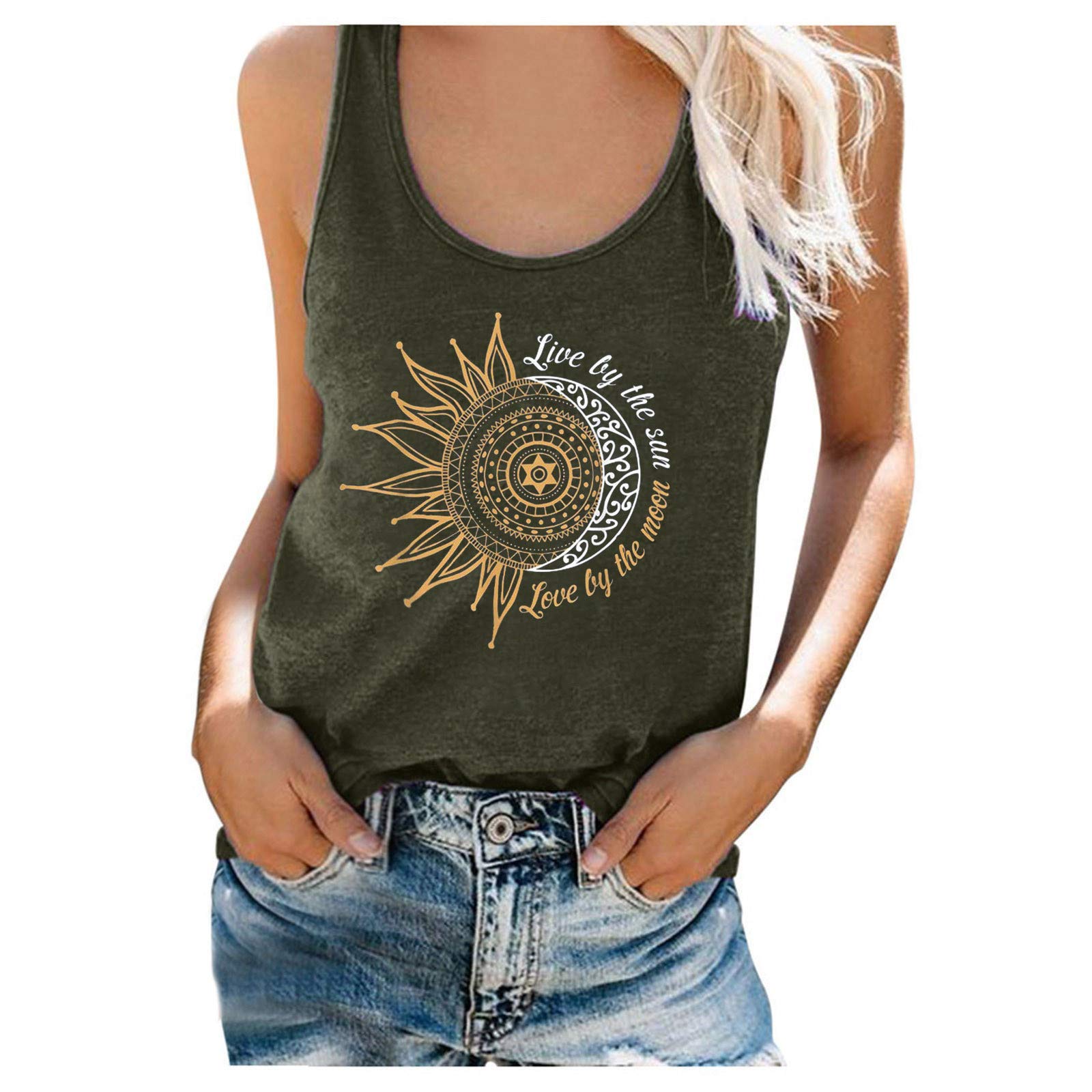 Women's U Neck Strappy Tank Tops - Loose Fit Casual Sleeveless Blouses & Sports Shirts for Summer | Gym, Yoga, Beach & Everyday Wear
