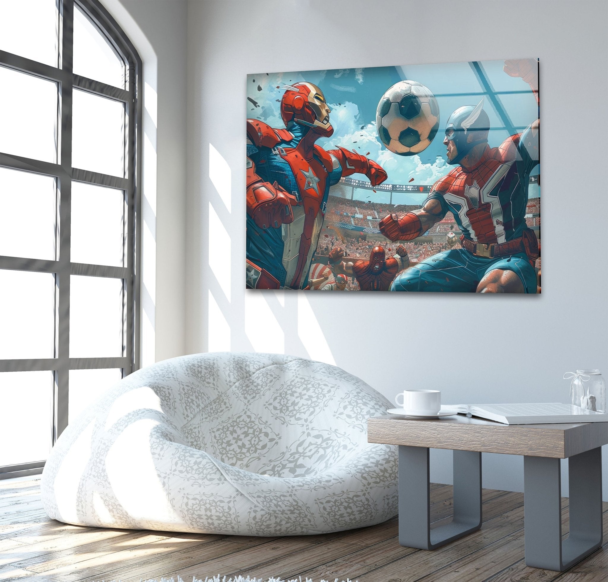 Avengers Football Glass Wall Art - Marvel Superhero Decor for Home, Office & Game Room - Perfect for Fans & Collectors