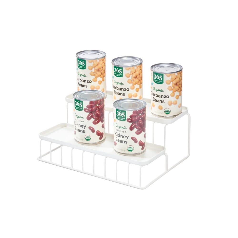 iDesign 2-Tier Spice Rack Organizer - Recycled Plastic & Wire Storage for Pantry, Cabinet, Kitchen Counter - 12” x 8.55” x 5.04” - Perfect for Small Spaces & Spice Organization