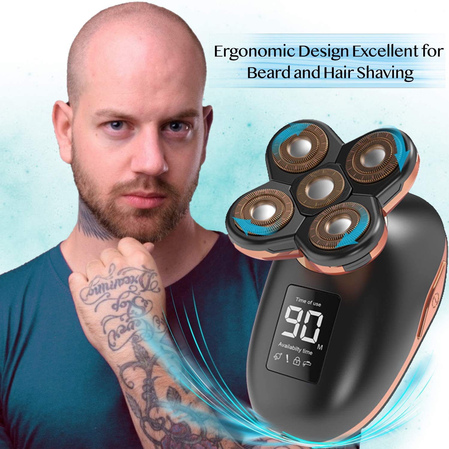 5D Floating Electric Razor for Men - USB Rechargeable Wet/Dry Shaver with Beard Trimmer, LED Display & Grooming Kit | Perfect for Travel, Home Use & Bald Head Shaving