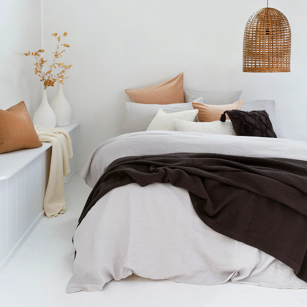 Premium French Linen Quilt Cover Set by Bambury - Silver Grey Luxury Bedding for Master Bedroom & Guest Room - Breathable & Soft All-Season Comfort