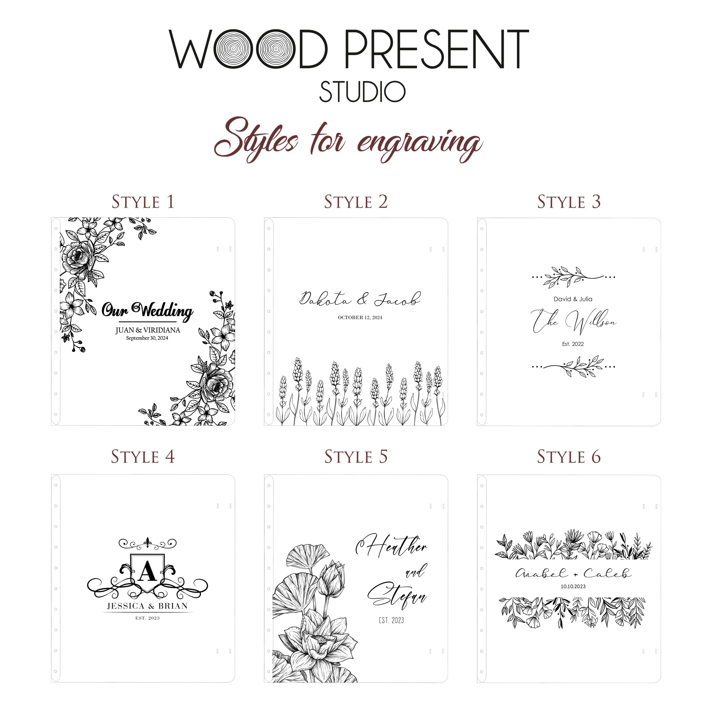 Personalized Wooden Photo Album Scrapbook - Handmade Rustic DIY Wedding Anniversary Engagement Photo Book with Floral Design (Style 5) | Unique Christmas Gift for Family, Couples & Friends | Perfect for Memory Keeping, Home Decor, and Special Occasions