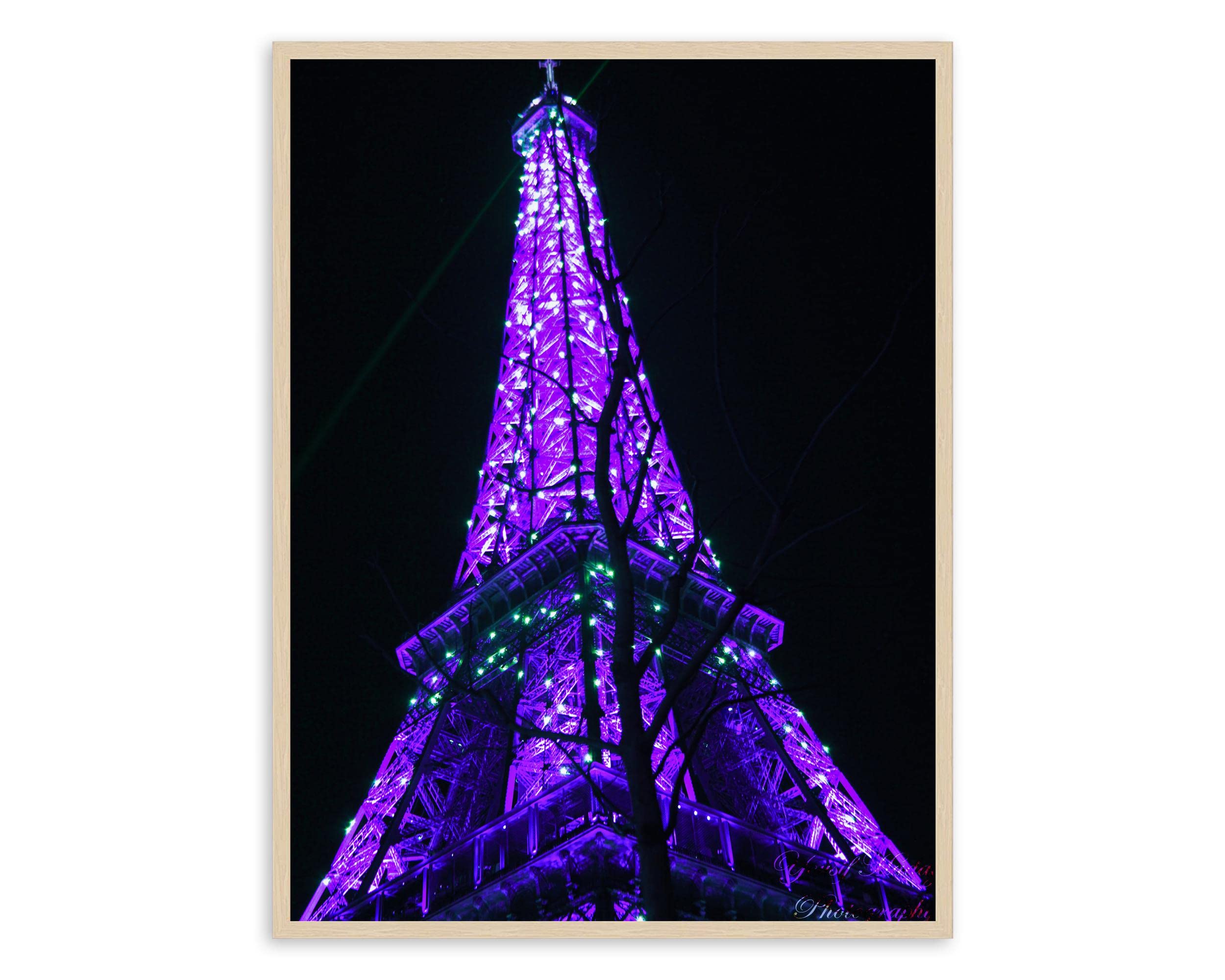 Purple Paris Wall Art - Abstract Minimalist Eiffel Tower Poster for Home & Office Decor (12x16 Inches Unframed) - Perfect for Living Room, Bedroom & Office Aesthetic