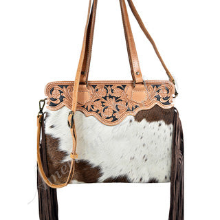 American Darling Genuine Brown Leather Fringe Purse - Handcrafted Western Style Crossbody Bag for Women, Perfect for Casual Outings & Country Music Festivals