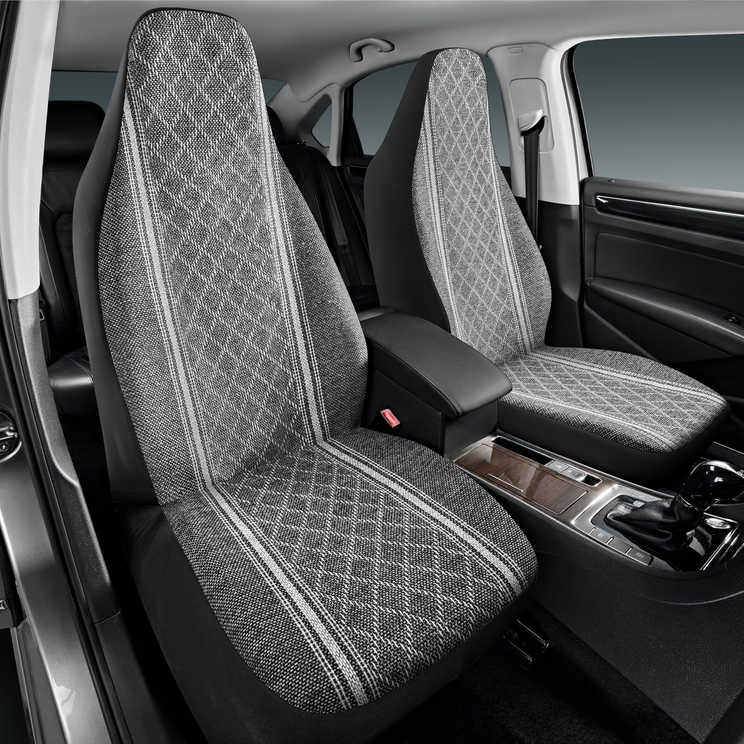 Premium Jacquard Baja Blanket Seat Covers - Gray Diamond High Back Bucket Style | Airbag Compatible & Universal Fit for Cars, Trucks, SUVs, Vans | Road Trip & Outdoor Adventure Comfort