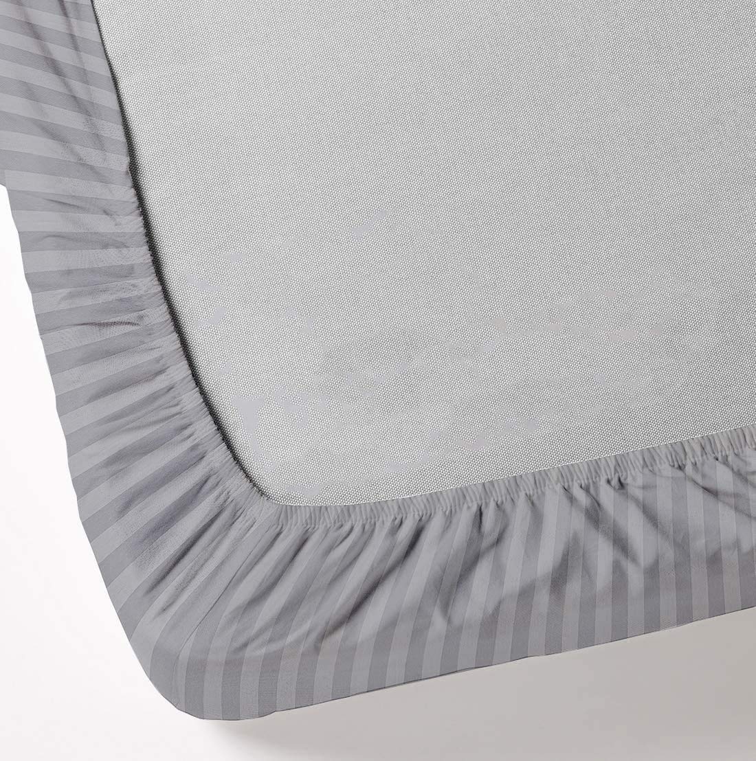 Premium 5-Piece 100% Cotton 600 Thread Count Split King Sheets Set for Adjustable Beds - Breathable Soft Light Grey Striped Bedding - Perfect for Sleep Comfort & Adjustable Bed Frames