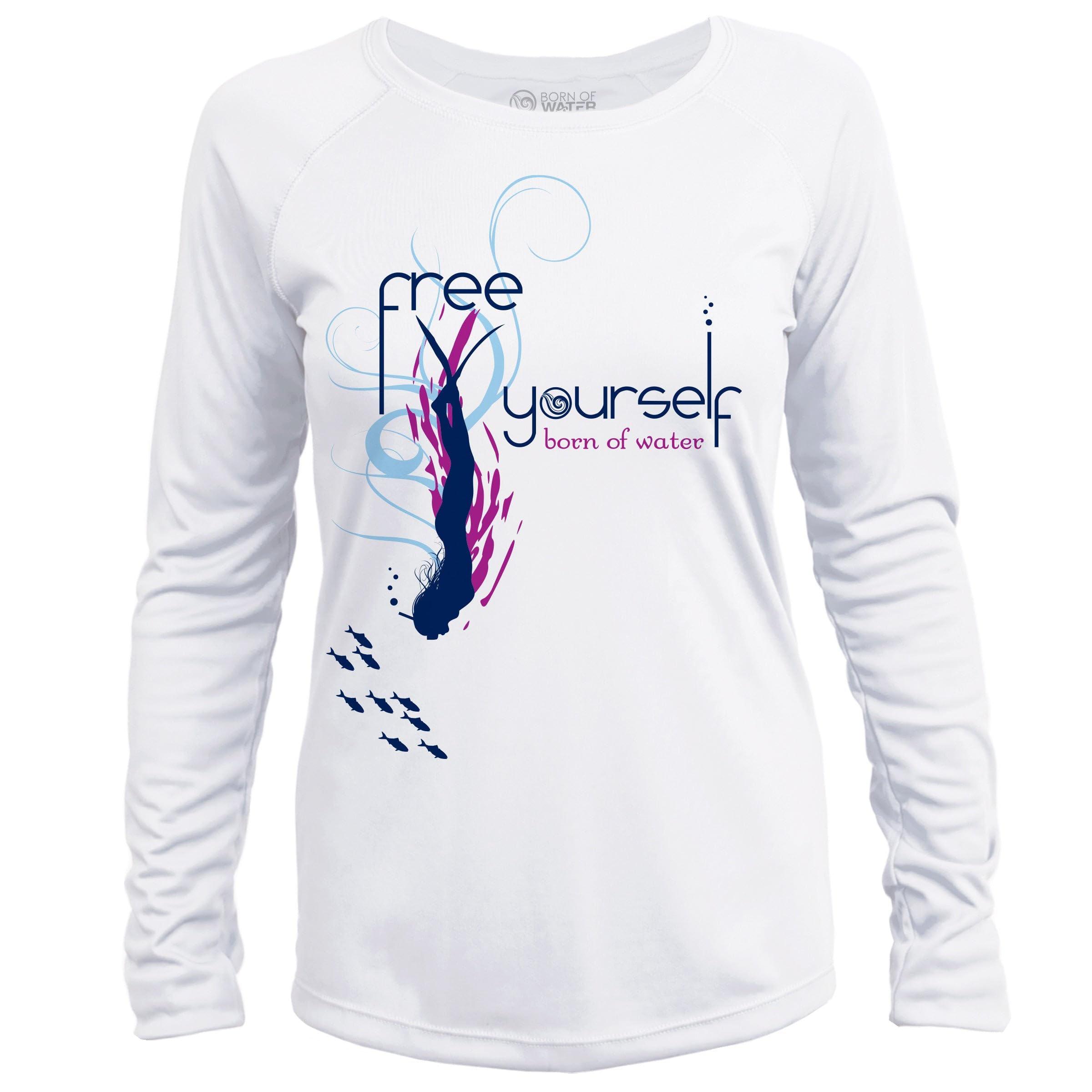 Women's UPF 50+ Long Sleeve Scuba Diving UV T-Shirt - Quick Dry Rash Guard Tee for Free Diving, Fishing, Swim, Surfing, and Beach Activities
