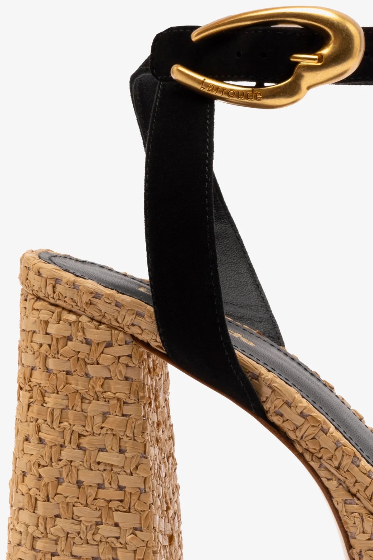 Dolly Verona Sandal - Black Suede & Natural Raffia Women's Comfortable Summer Sandals for Beach, Vacation and Casual Outings