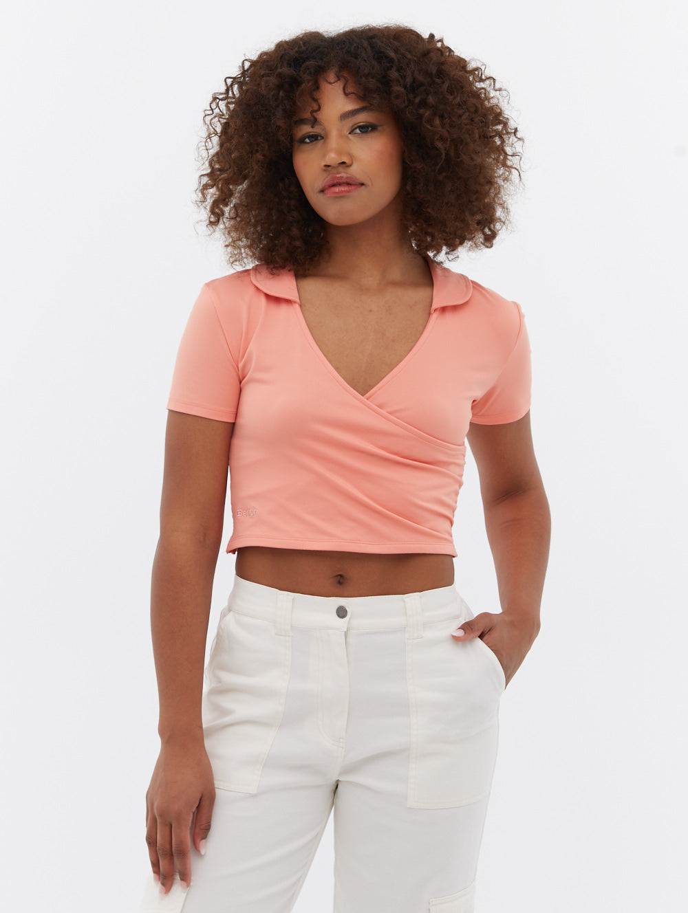 Stylish Constance Collared Wrap Crop Top for Women | Fashionable Summer Blouse | Perfect for Casual Outings, Date Nights & Beach Vacations