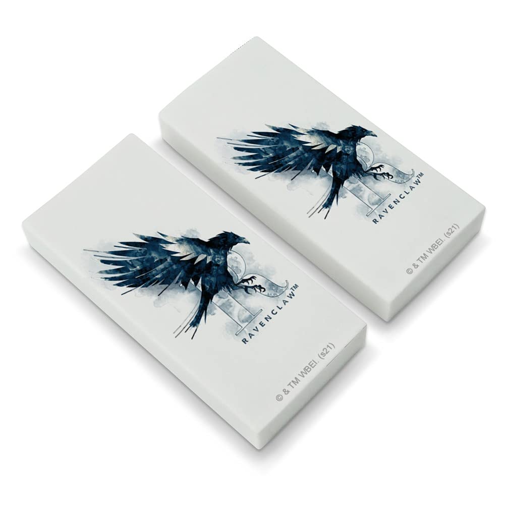 Harry Potter Ravenclaw Watercolor Crest Eraser Set of 2 - Premium Collectible School Supplies for Fans & Students - Perfect for Note-Taking, Gift Giving & Harry Potter Themed Parties