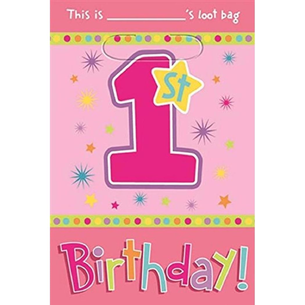 Amscan International Hugs and Stitches Girl Loot Bags - Pack of 8 | Party Favors for Birthday, Baby Shower & Kids' Events