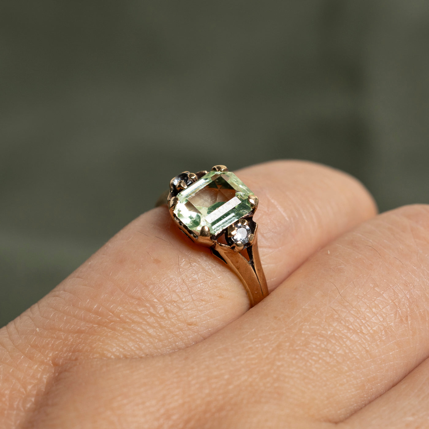 Green & White Synthetic Spinel Ring - 3.00 Carat Total Weight (CTW) - Size 3.75 - Elegant Birthstone Jewelry for Women, Perfect for Gifts, Anniversaries & Special Occasions