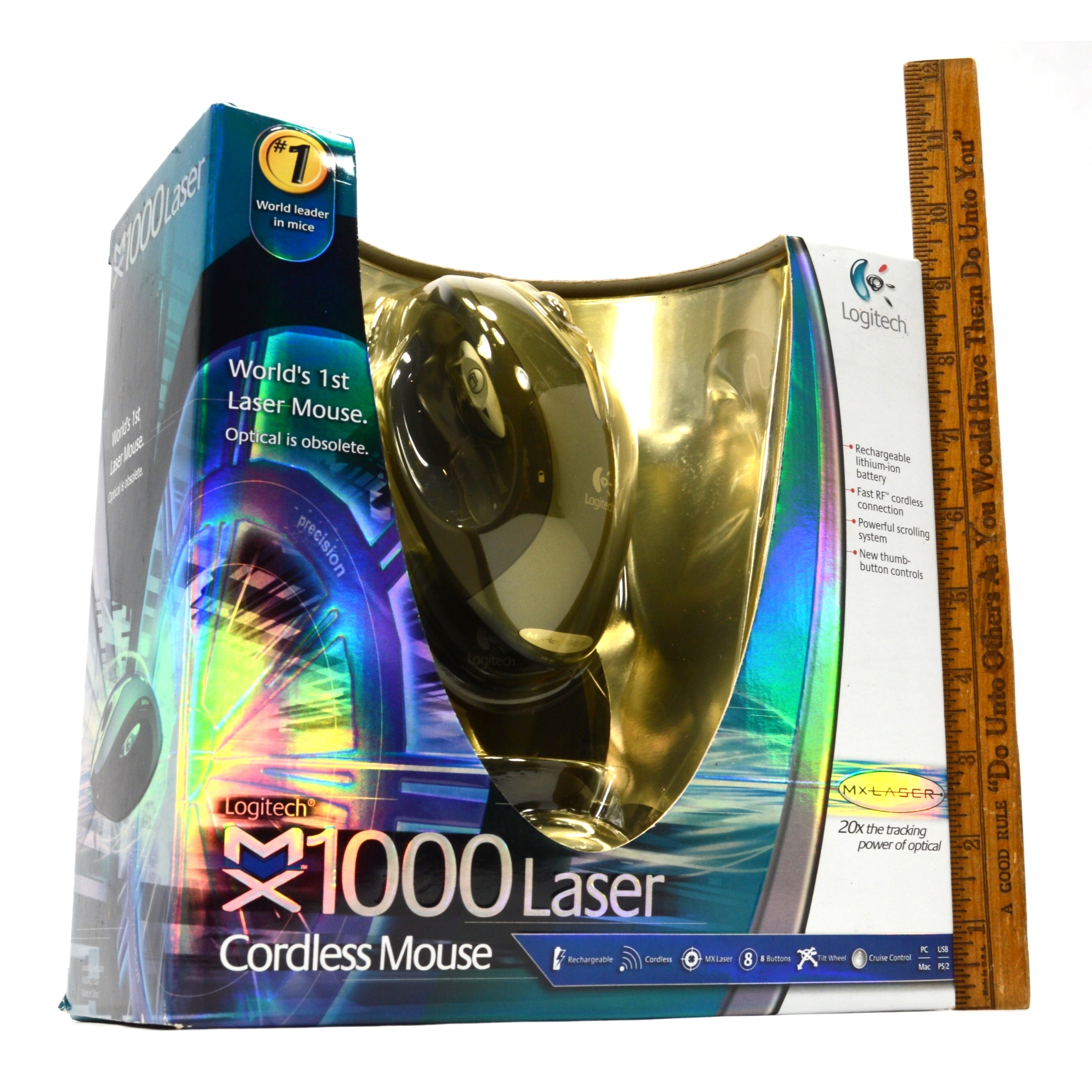 Logitech MX1000 Wireless Laser Mouse - Brand New in Factory Sealed Box, USB PC Compatible for Office Work & Gaming
