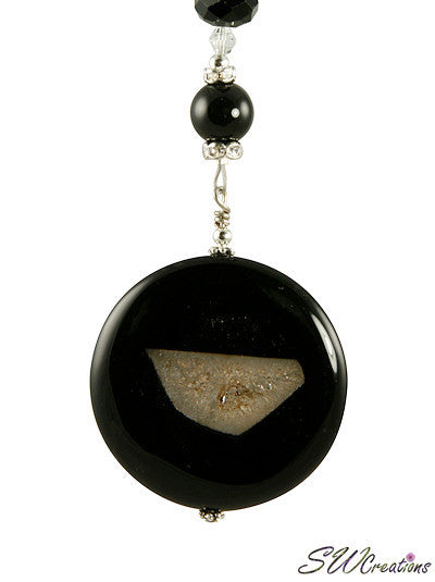 Black Gemstone Crystal Fan Pull Chain - Elegant Ceiling Fan Light Switch Accessory for Home, Bedroom, Living Room & Office Decor