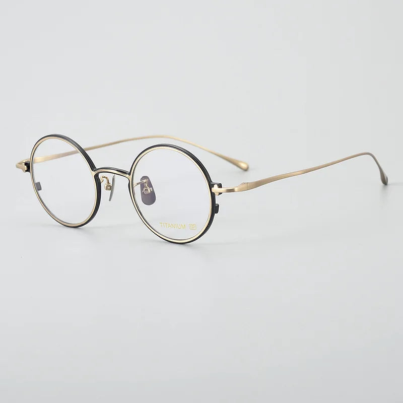 Stylish Unisex Black Titanium Round Eyeglasses - Full Rim Lightweight Frame for Men & Women - Perfect for Reading, Work, and Everyday Fashion