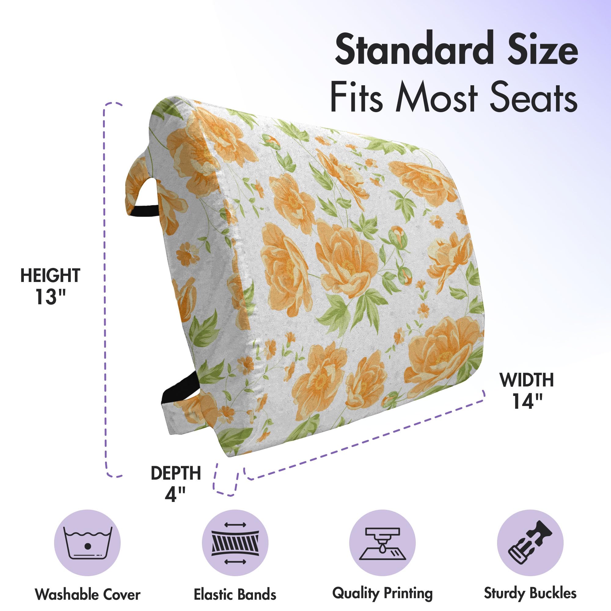 Ambesonne Floral Lumbar Support Pillow - Peony Bouquet Design, High Density Foam for Office Chair & Car Seat (14