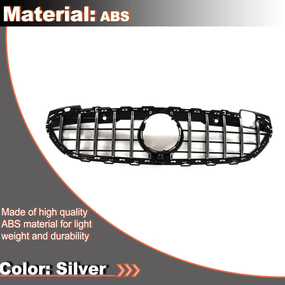 Mercedes-Benz C-Class W206 C200 C300 Front Hood Grill Grille (2022-2023) - Silver Upper Bumper Mesh Replacement for Enhanced Style & Aerodynamics | Perfect for Car Upgrades & Customization