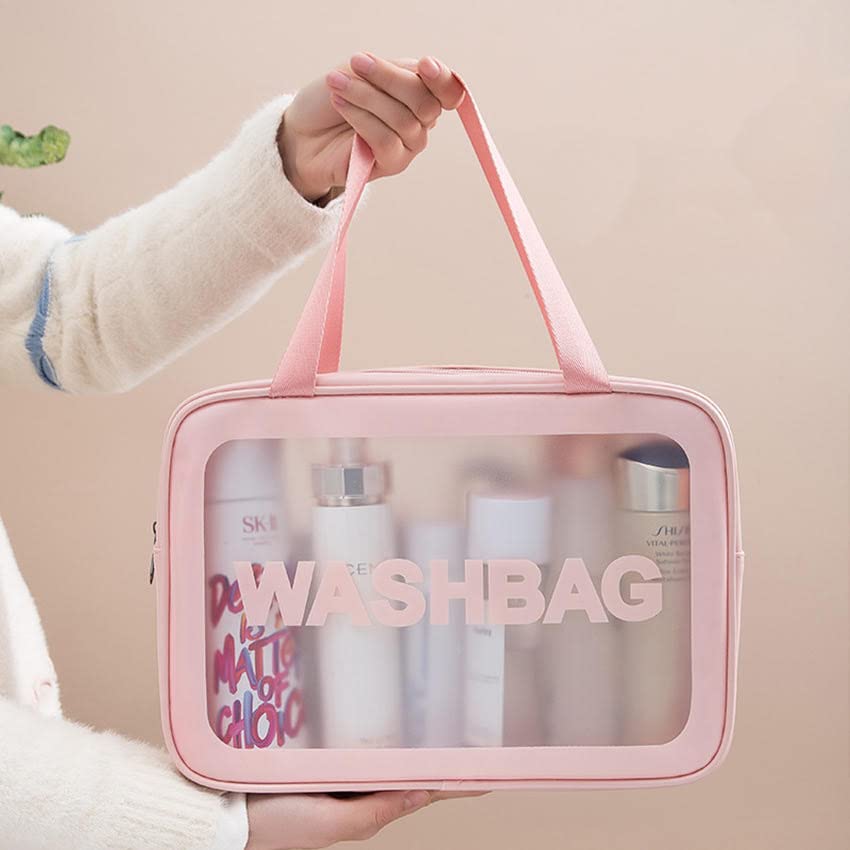 Bluwings Waterproof Hanging Toiletry Bag for Travel - Portable Cosmetic Organizer Pouch with Premium Zipper for Women & Men (Pink) | Ideal for Camping, Gym, Beach & Business Trips