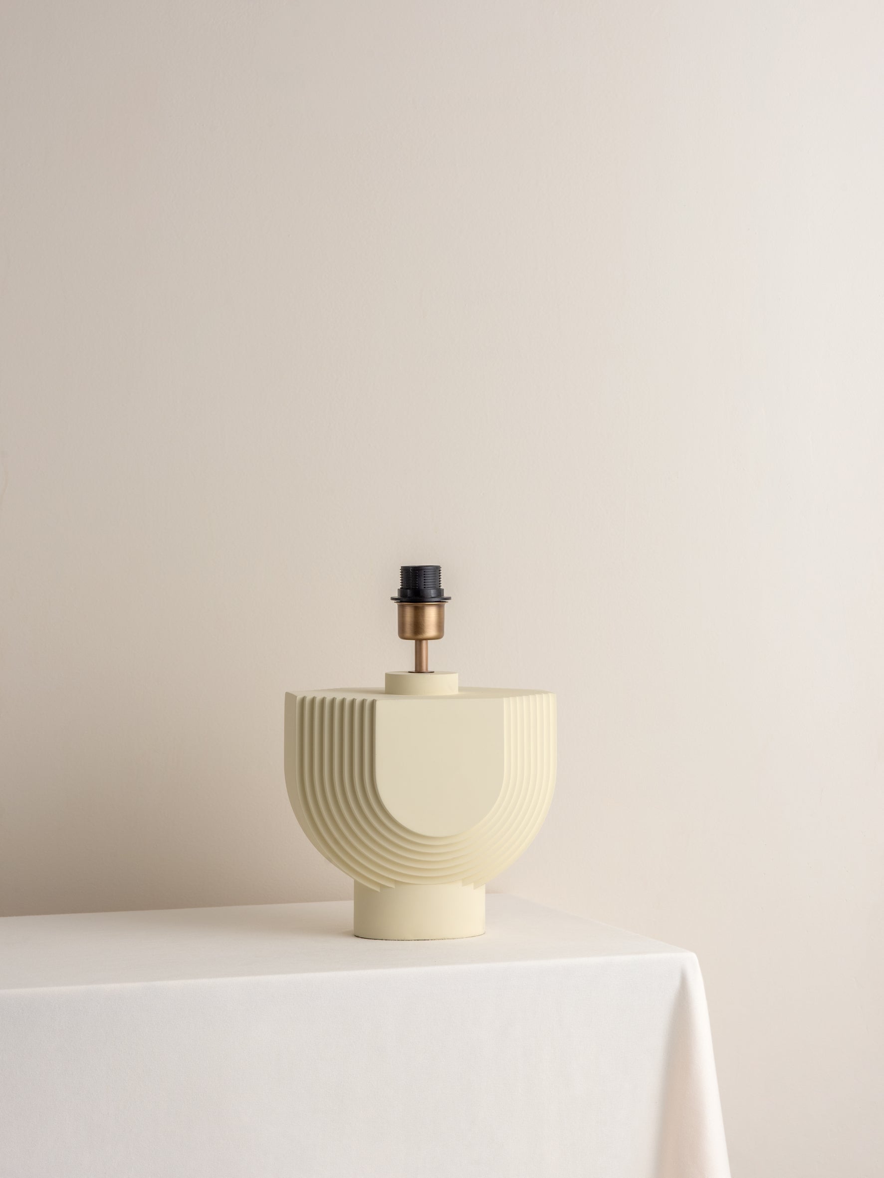 Concrete Lamp with Plaster Shade - Modern Industrial Table Light for Living Room, Bedroom, and Office Decor