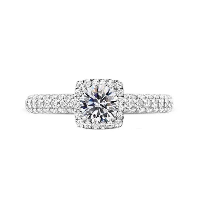 3 CT Round Moissanite Engagement Ring Set for Women - Wedding, Bridal, Anniversary Solitaire Halo Ring with Vintage Antique Silver Setting - Perfect for Proposals, Weddings & Special Occasions