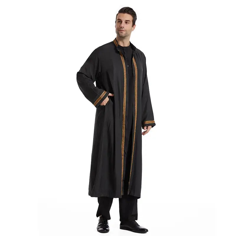 Premium Arab Men's Bisht Thobe - Elegant Open Cardigan Thawb for Special Occasions | Perfect for Weddings, Eids & Formal Events