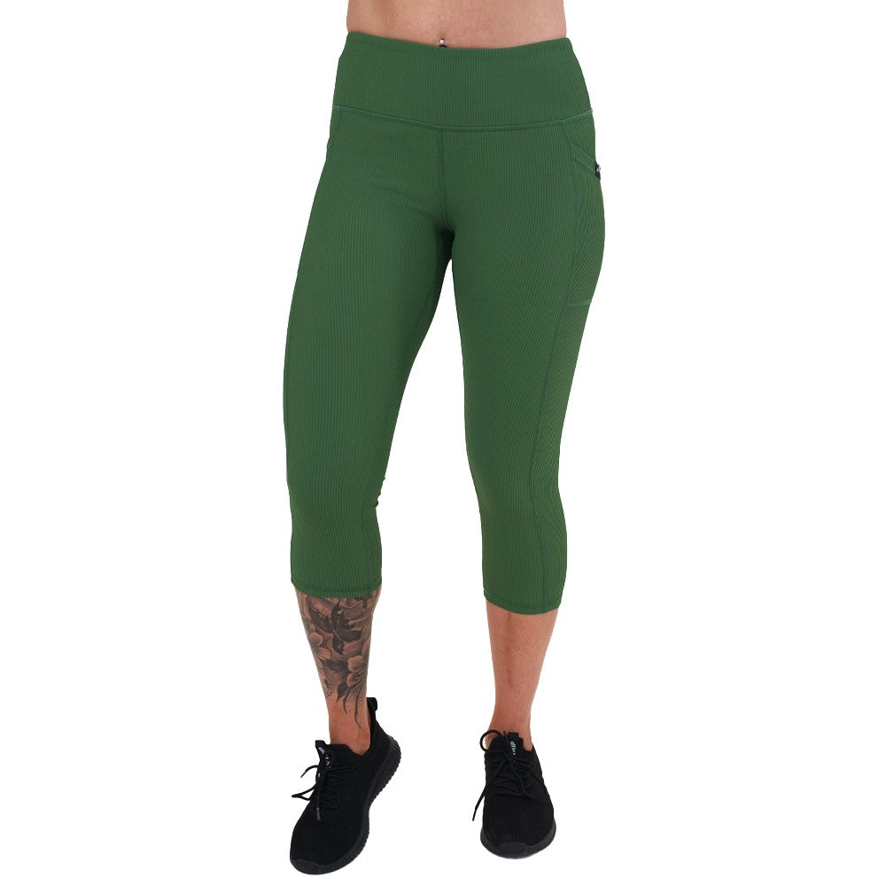 High Waist Ribbed Leggings for Women - Stretchy & Comfortable Hunter Green Yoga Pants - Perfect for Workouts, Lounge & Everyday Wear