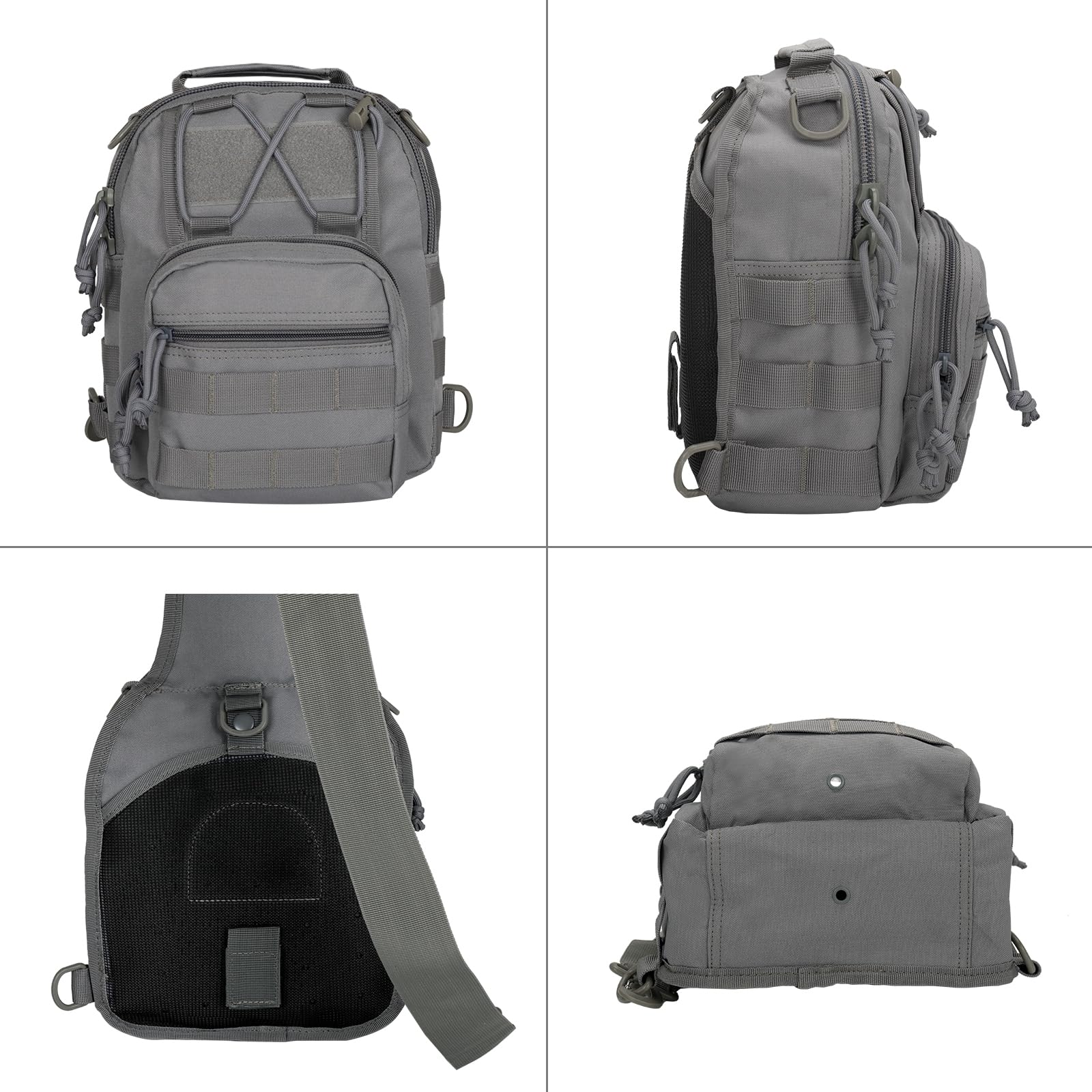 Tactical Backpack Waterproof Military Molle Sling Shoulder Bag - Durable Crossbody Chest Pack for Outdoor Hiking, Camping & Everyday Carry (Gray) - Perfect for Travel, Work Commute & Emergency Survival Gear