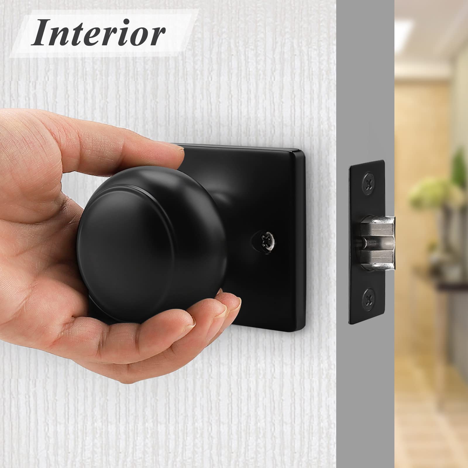 **Probrico 10-Pack Black Colonial Passage Door Knobs - Non-Locking Interior Door Handles with Square Rosette for Hallway, Closet & Bedroom Doors**    *(Ideal for Home Renovation, Apartment Upgrades & Commercial Spaces - Durable & Stylish Hardware Solution)*