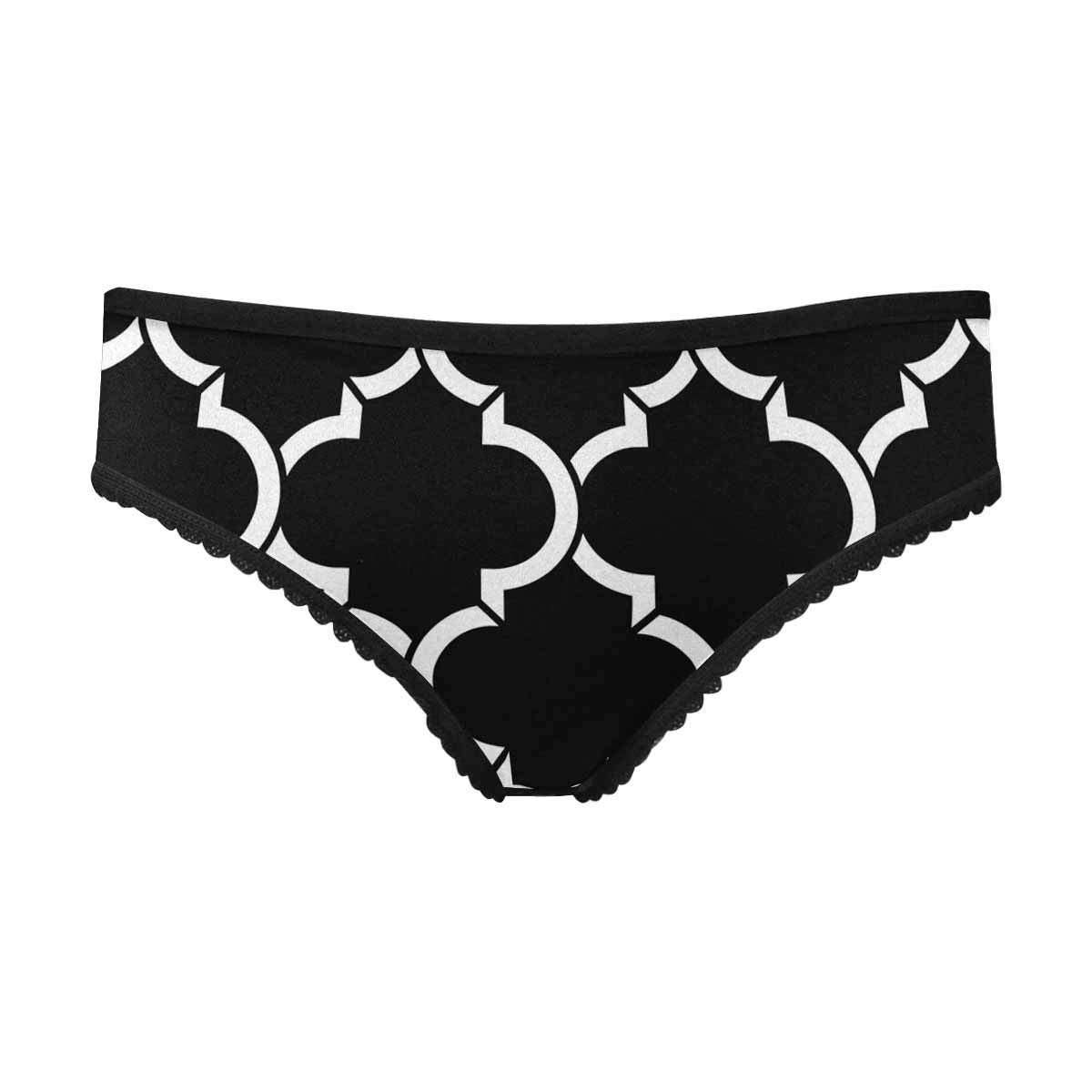 **InterestPrint Soft Women's All Over Print Lightweight Briefs Panties - Black & White Quatrefoil Design - Comfortable Underwear for Daily Wear, Sleep & Lounge**