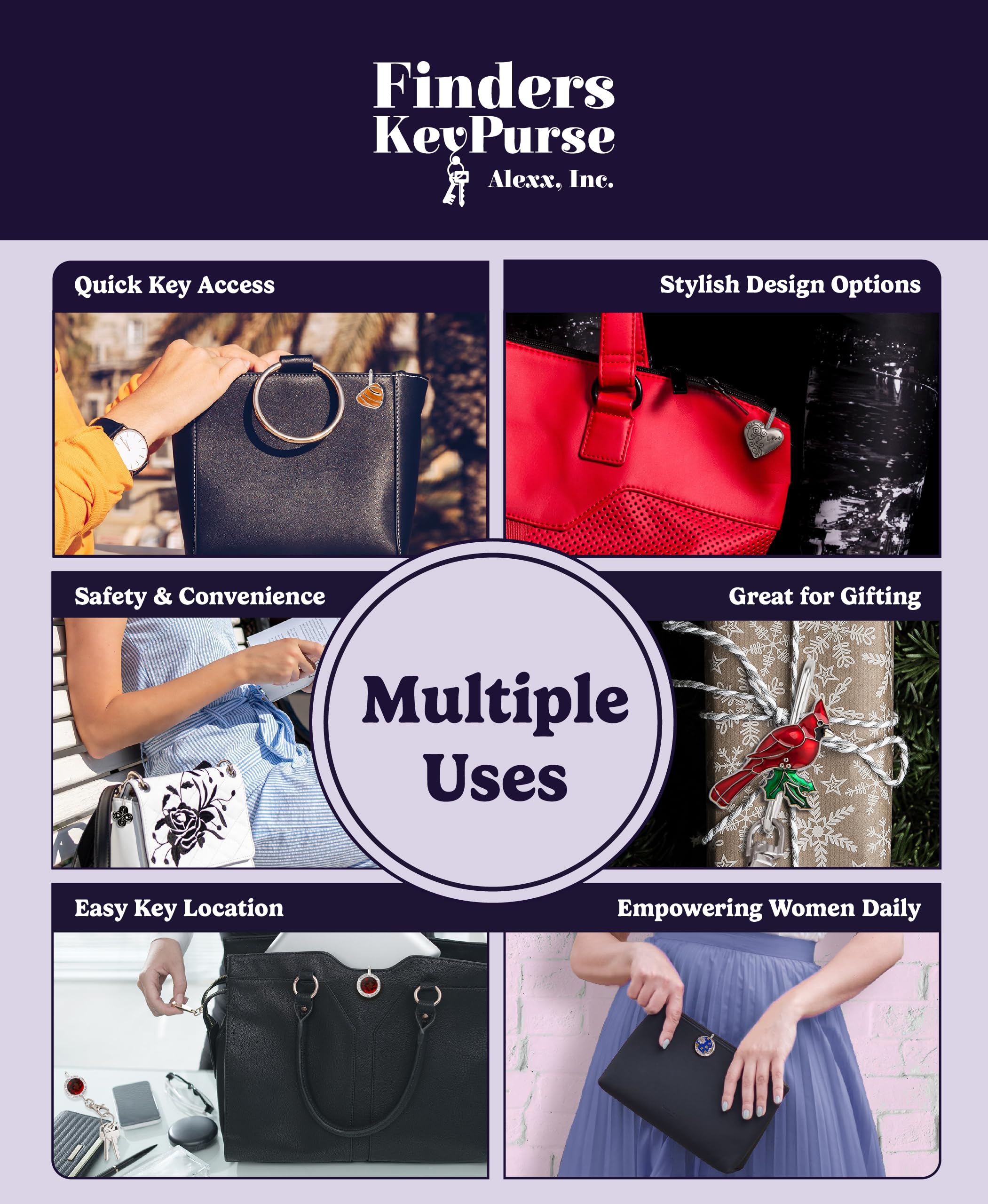 Personalized Monogram Key Finder & Purse Organizer - Stylish Women's Bag Charm Keychain, Perfect Gift for Mom - Ideal for Travel, Shopping & Everyday Use