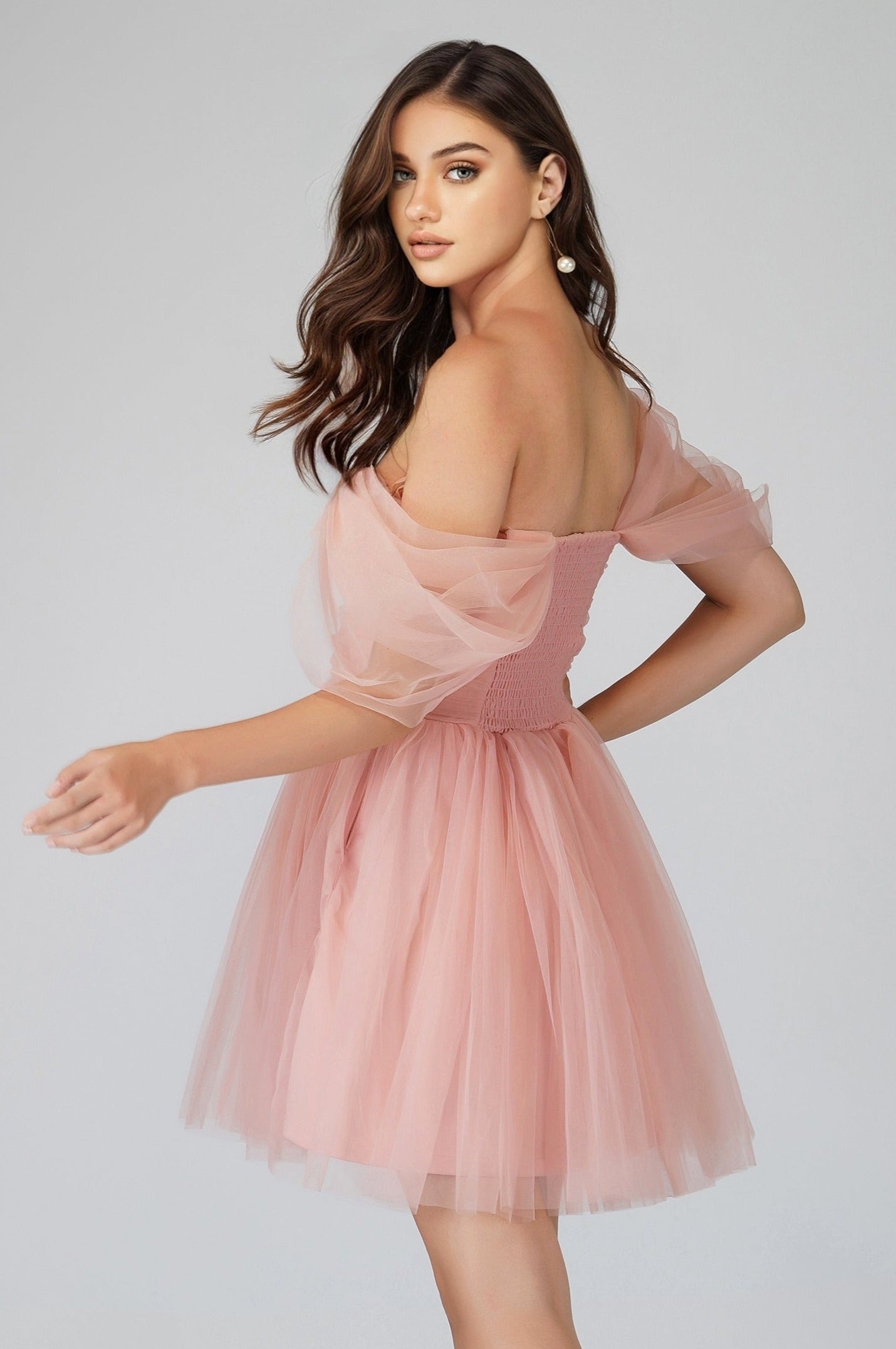 Sydney Light Pink Tulle Mini Dress - Elegant Party Dress for Women, Prom, Wedding Guest, Cocktail, Birthday, Formal Events
