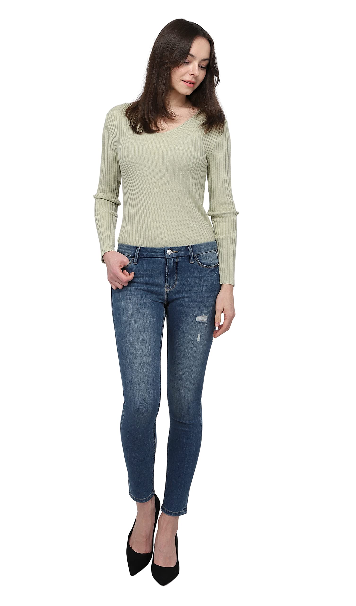 Best Women's Skinny Jeans - Mid-Rise Stretch Denim Pants for a Slim Fit - Perfect for Casual Wear, Office & Night Out
