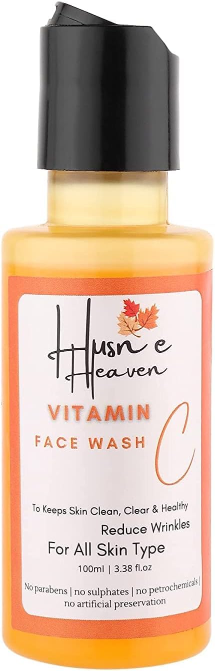 Organic Vitamin C Face Wash for Men & Women - Brightening & Hydrating Cleanser for Glowing Skin (100ml) - Perfect for Daily Skincare Routine & Acne-Prone Skin