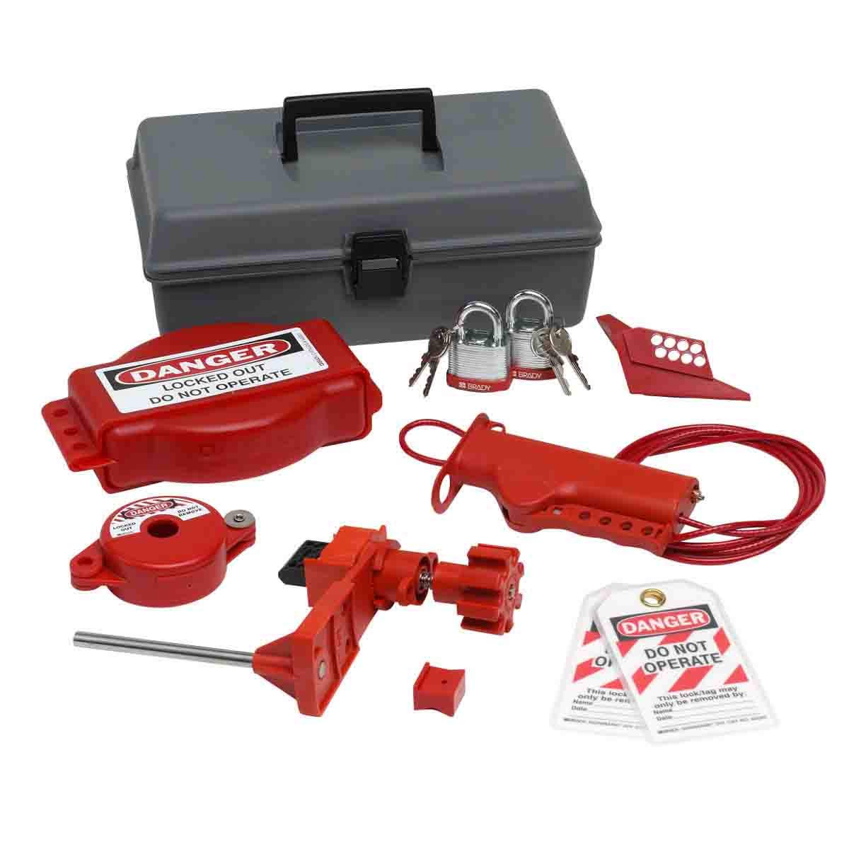 Brady Valve Lockout Toolbox Kit - 2 Heavy Duty Steel Padlocks for Industrial Safety & Equipment Lockout | OSHA Compliant for Workplace Safety & Maintenance Use