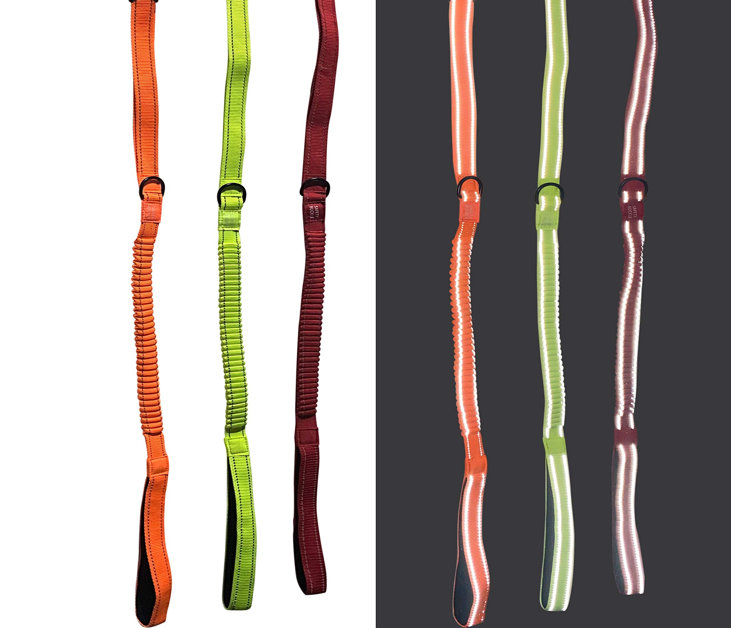 **Heavy Duty Reflective Dog Leash for Large Dogs Up to 150lbs - 6ft Shock Absorbing Bungee Leash with Traffic Handle for Extra Control (Reflective Red) - Perfect for Night Walks, Training & Outdoor Adventures**