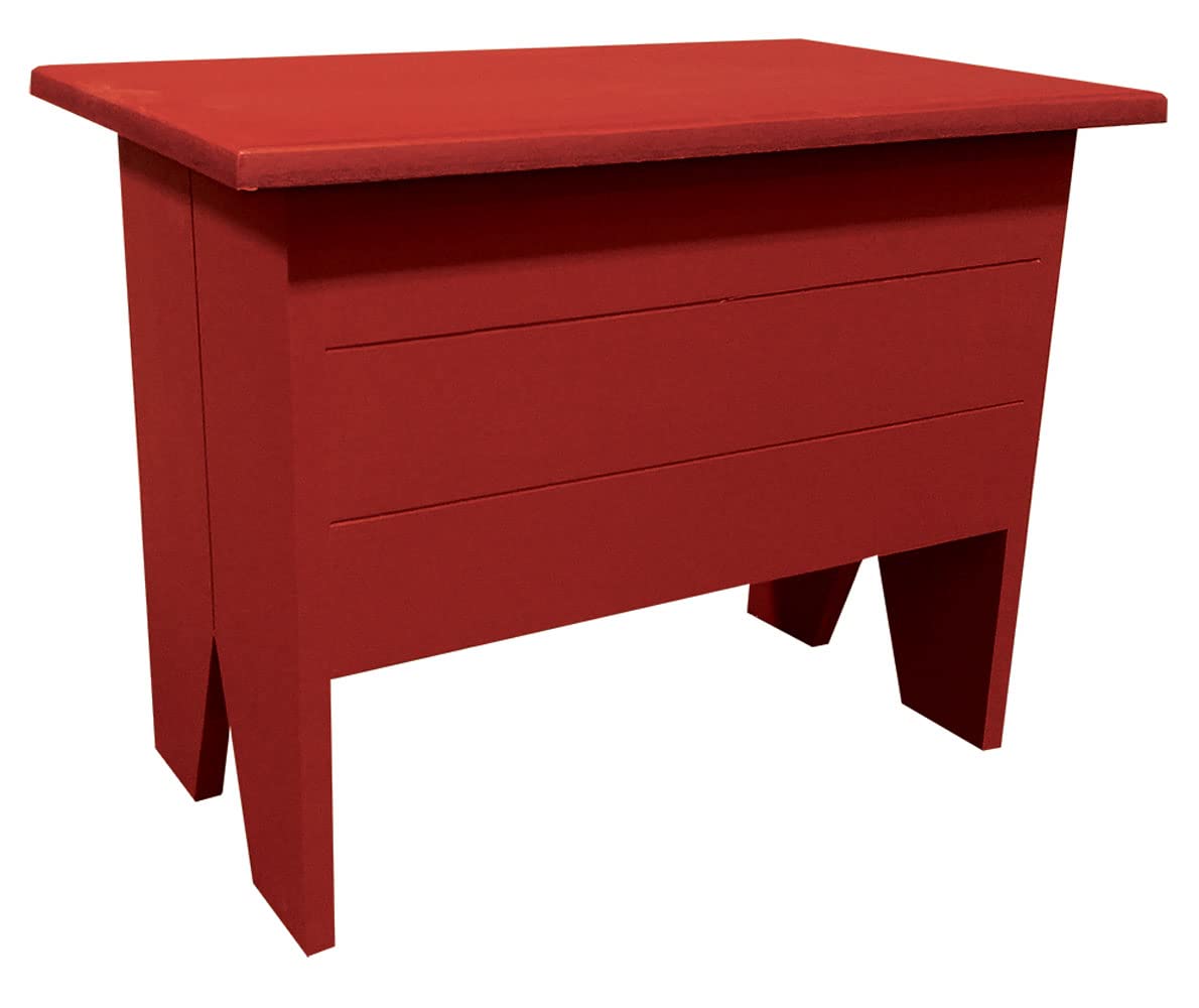 Sawdust City 2-Foot Storage Bench with Seat - Old Red Wooden Entryway Bench for Hallway, Living Room, and Bedroom Organization