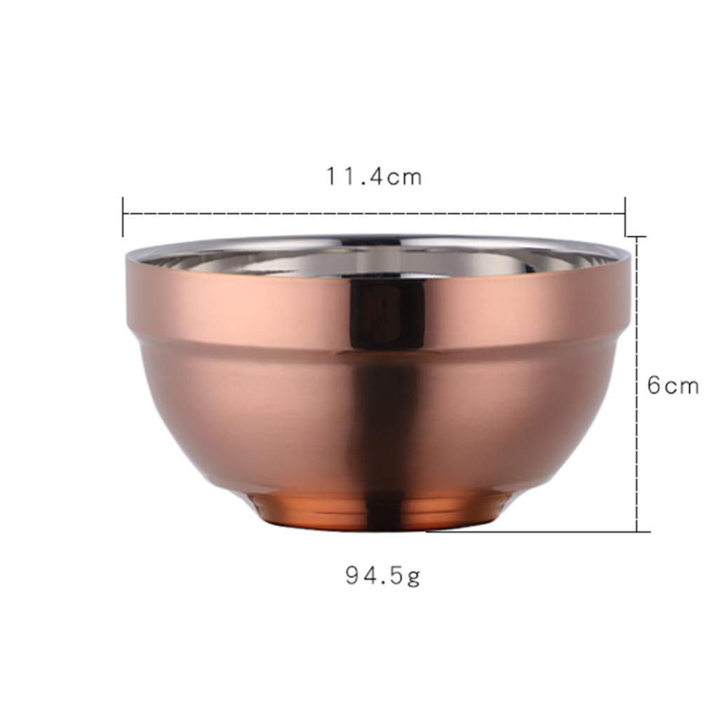 Cabilock Double Walled Stainless Steel Bowls - Heat Insulated Soup, Rice & Salad Bowls for Hot & Cold Foods (Rose Gold) - Perfect for Dining, Camping & Meal Prep