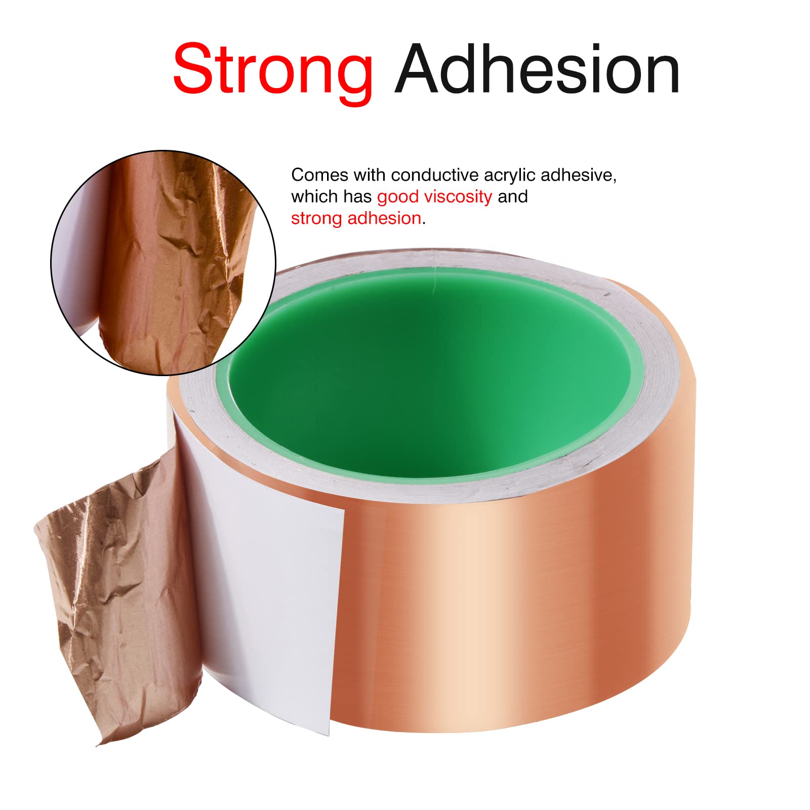 2 Inch Copper Tape, 33 FT Double-Sided Conductive Adhesive Copper Foil Tape for Stained Glass, Guitar Repair, DIY Crafts, Electrical Repairs & EMI Shielding - Perfect for Art Projects, Soldering Work & Circuit Board Fixes