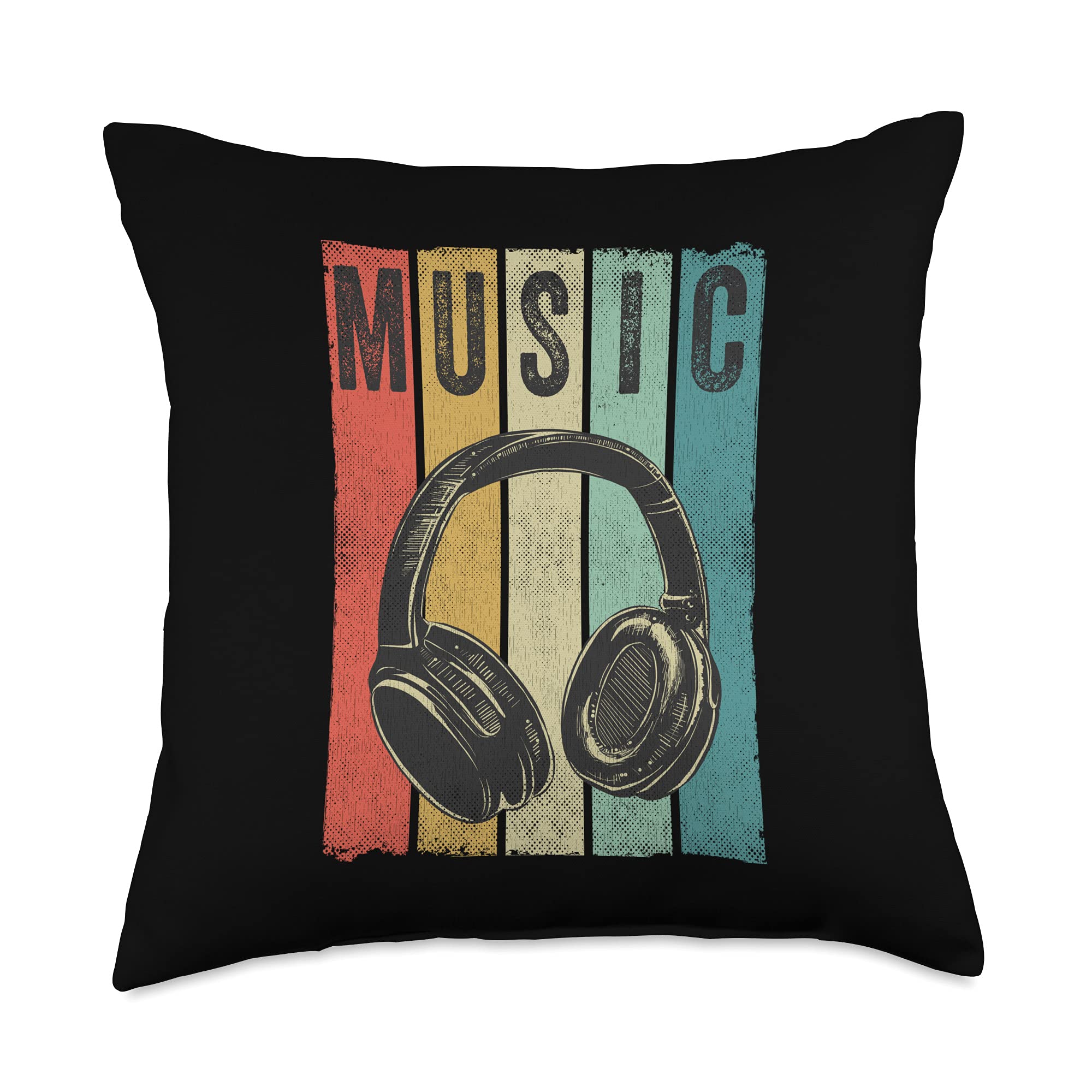 Vintage Retro Headphones Throw Pillow - Unique DJ Gift for Electronic Music Lovers - Perfect for Home Decor, Studio Accessories & Music Enthusiast Gifts